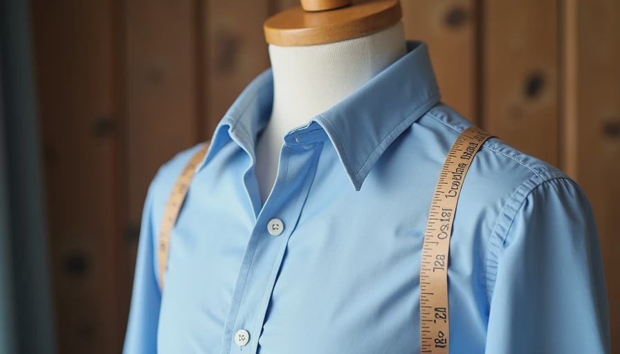 Mannequin torso with measuring tape demonstrating shoulder and chest fit