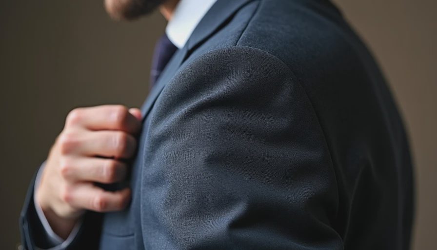 Close-up of structured jacket shoulder seam and tailoring detail