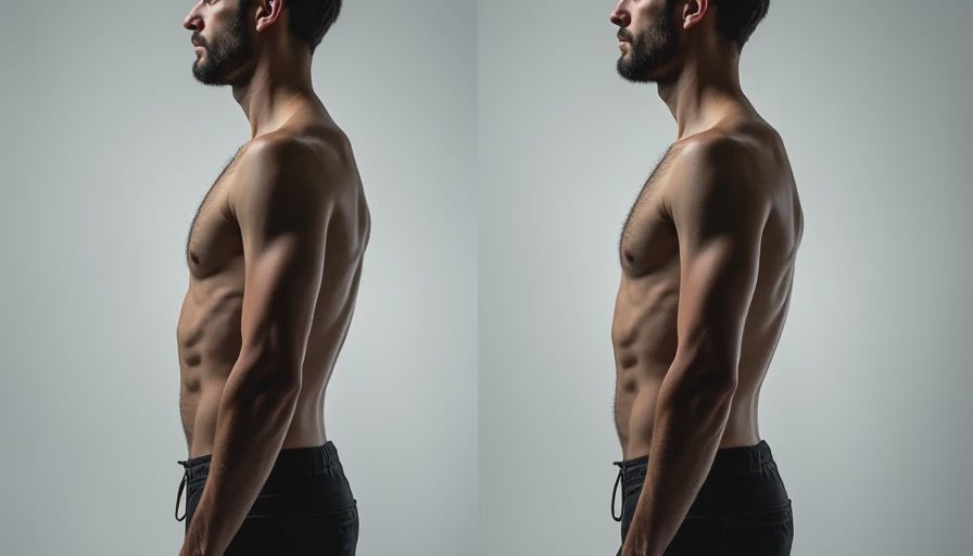 Side-by-side comparison of poor posture versus improved posture