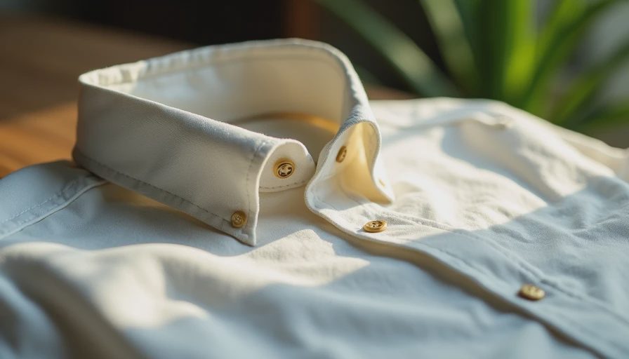 Close-up of lightweight breathable oxford cloth button-down shirt showing fabric texture and construction details